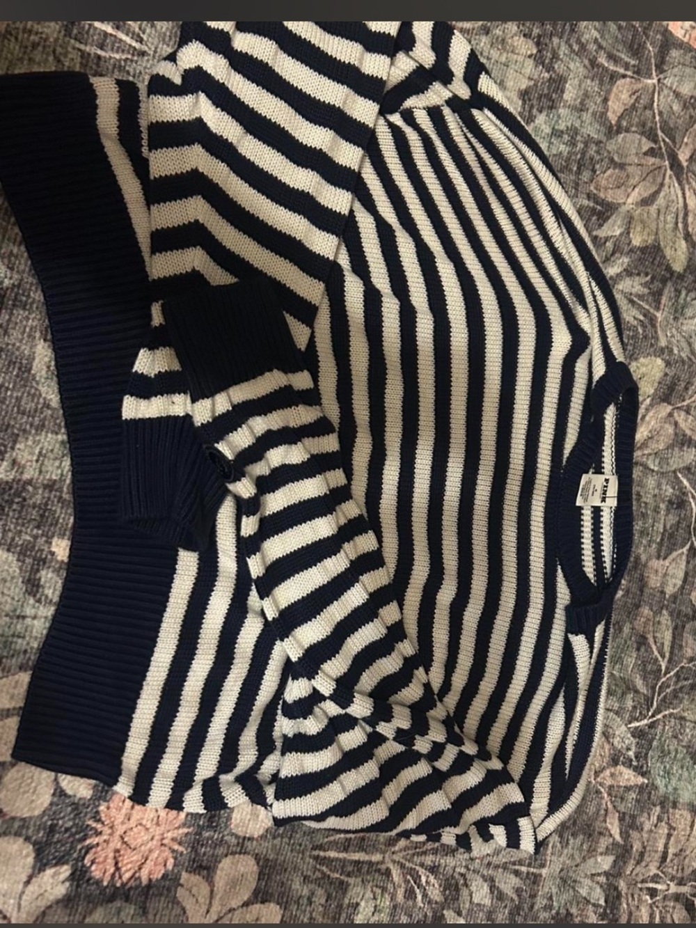 PINK Victoria's Secret Navy and White Striped Crewneck Sweater